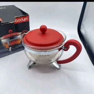 Bodum Red and Clear Glass Teapot